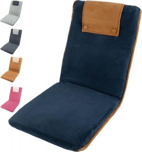 bonVIVO Bodenstuhl mit Rückenlehne – klappbarer Bodensessel, Blau Easy II | Sitzkissen mit Rückenlehne, Meditationsstuhl & Floor Chair, verstellbarer Bodensitz für Gaming Yoga Camping